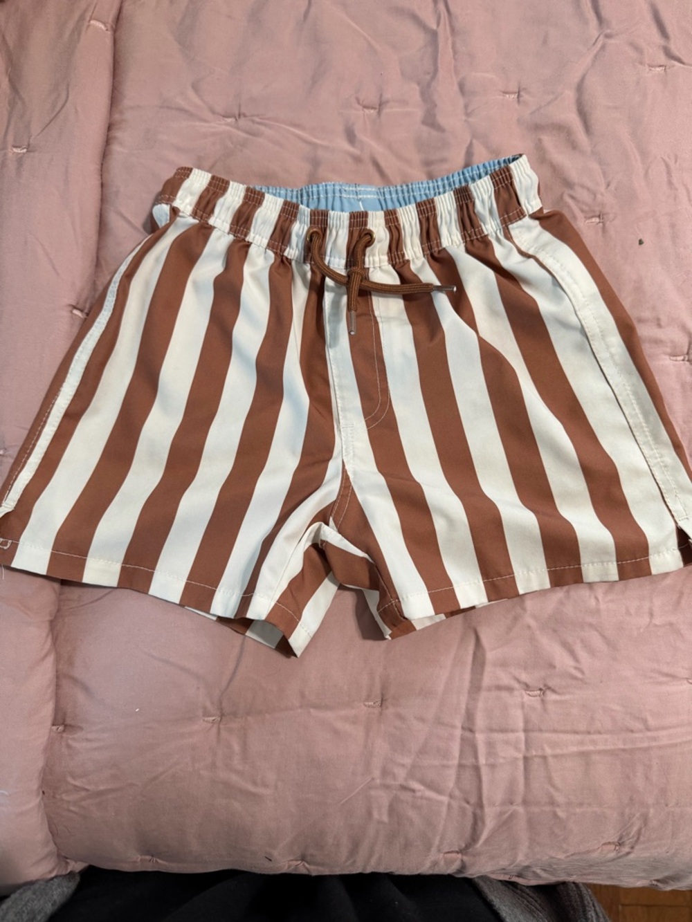 Cotton On Kids Swim Trunks Brown and White Stripe